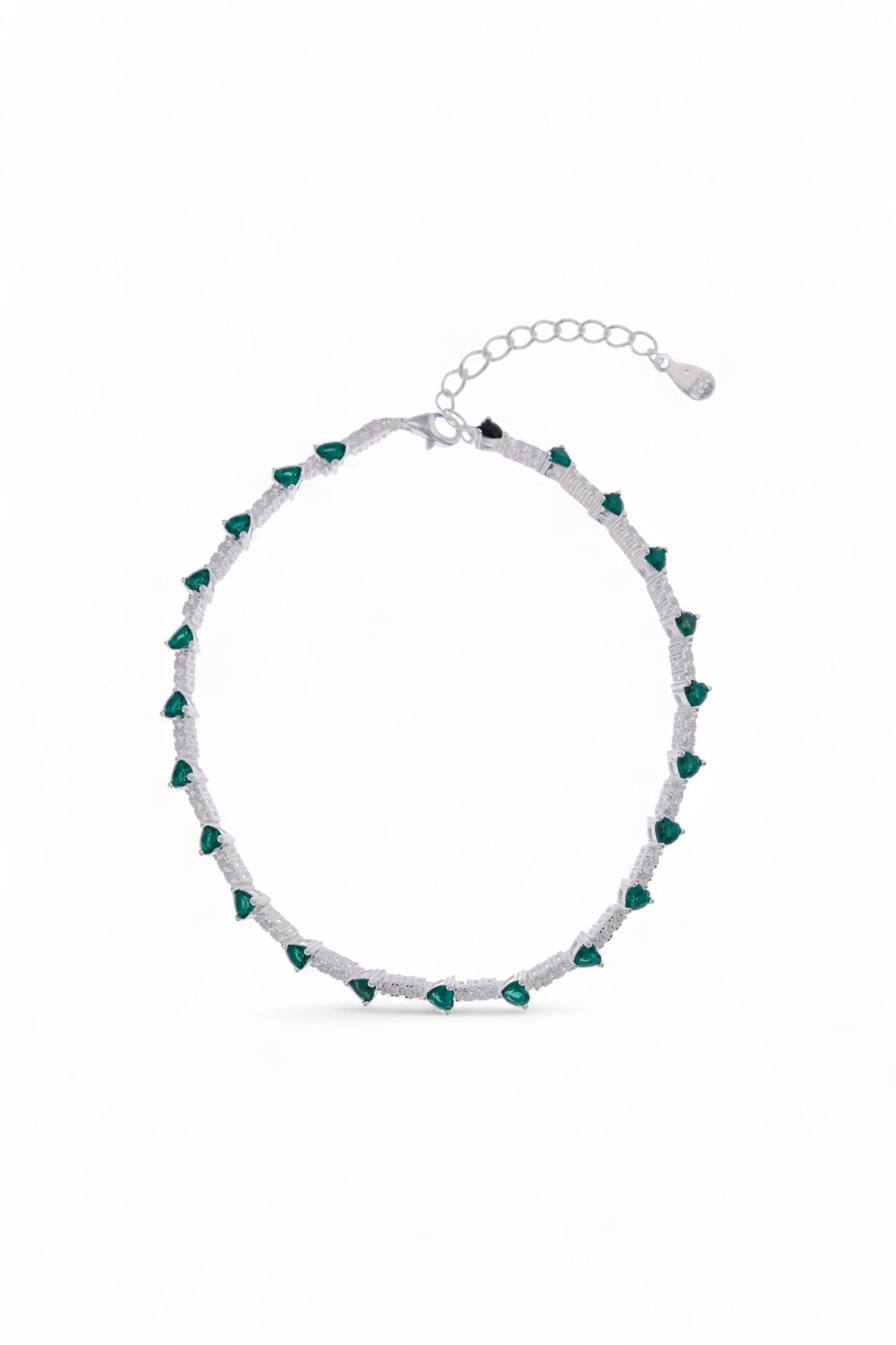 Pulsera Plata Corazones Shine Verde