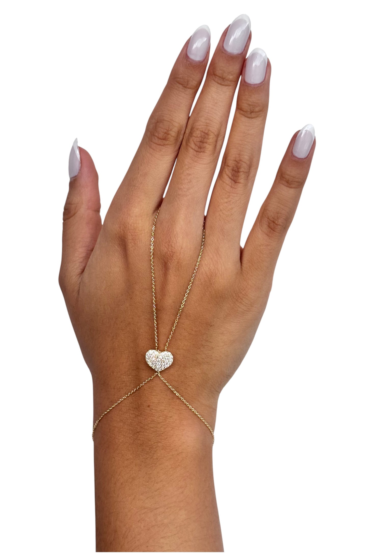 Hand Chain Corazón Dorado