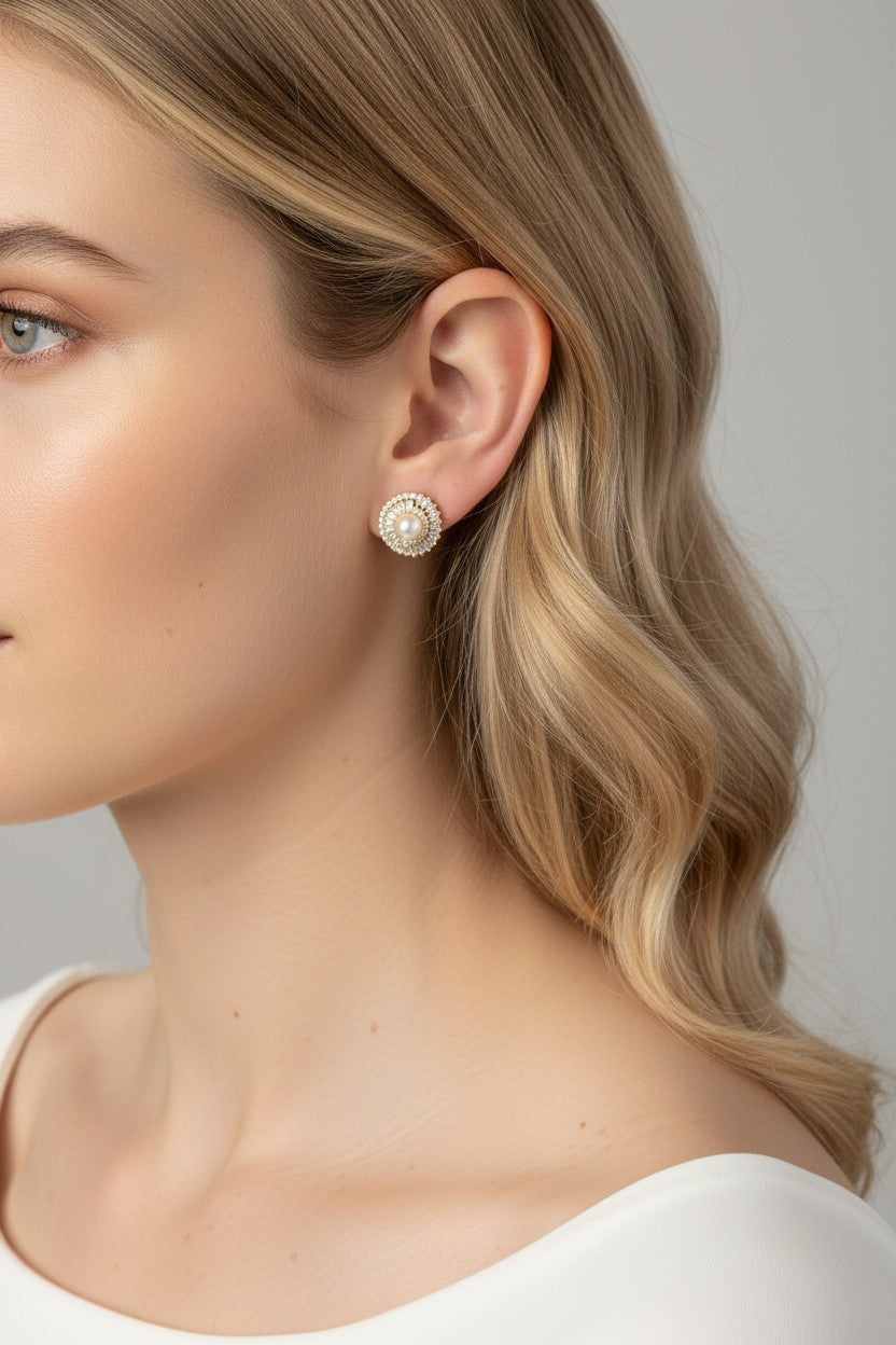 ARETE BRILLANTES PERLA/TIPO TOPO