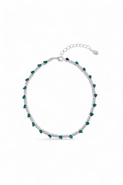 Pulsera Plata Corazones Shine Verde