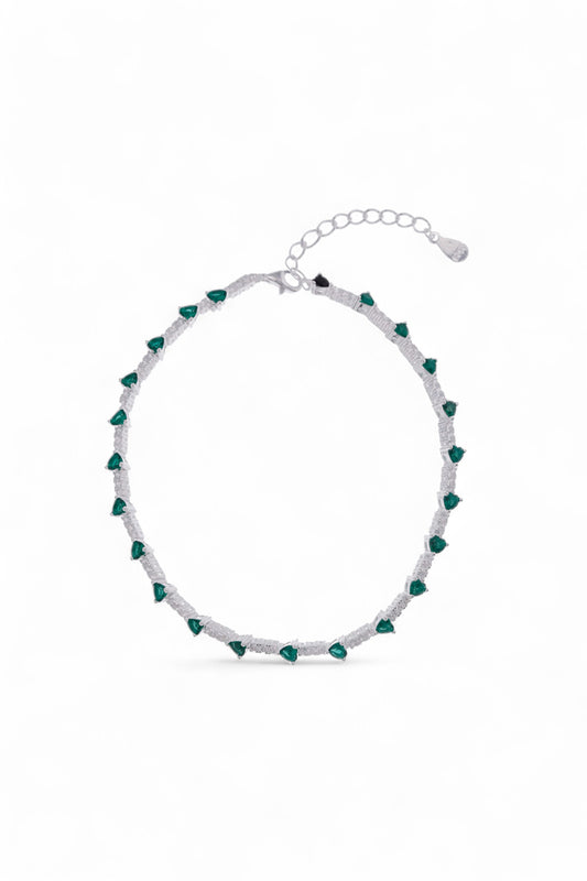 Pulsera Plata Corazones Shine Verde